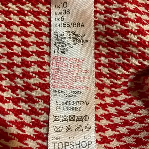 Topshop Red Houndstooth Jacket | US 6 UK 10 - Picture 10 of 13